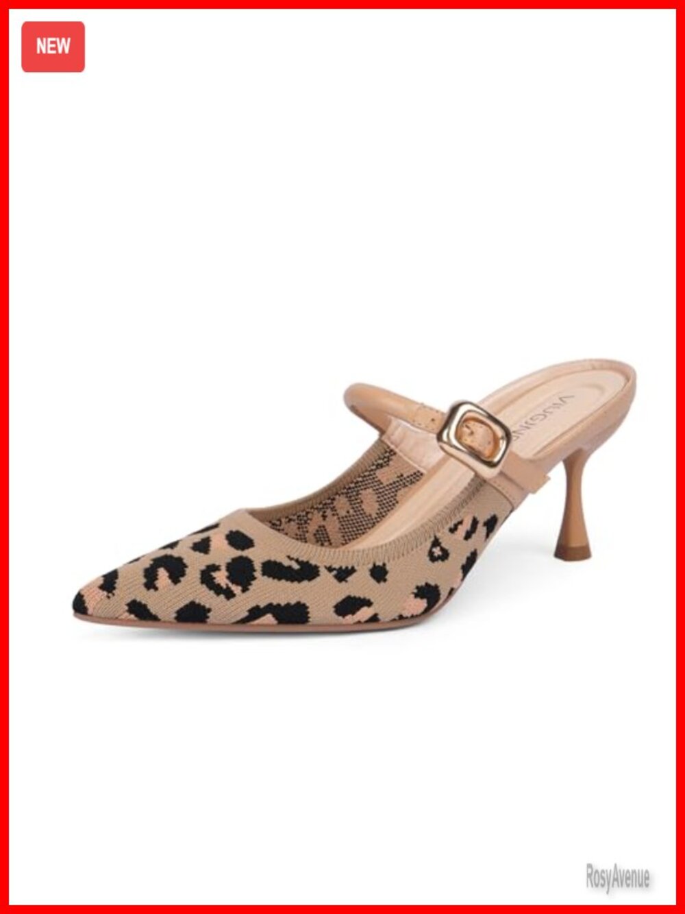 Knit Closed Toe Kitten Heel Mules Pointed Toe Slip On Buckle Strap Women